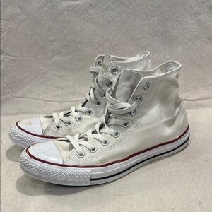 Converse White High Top Sneakers with Red Accent